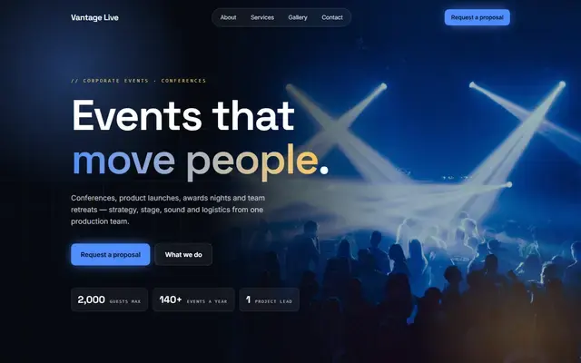 Example website for Events & photography