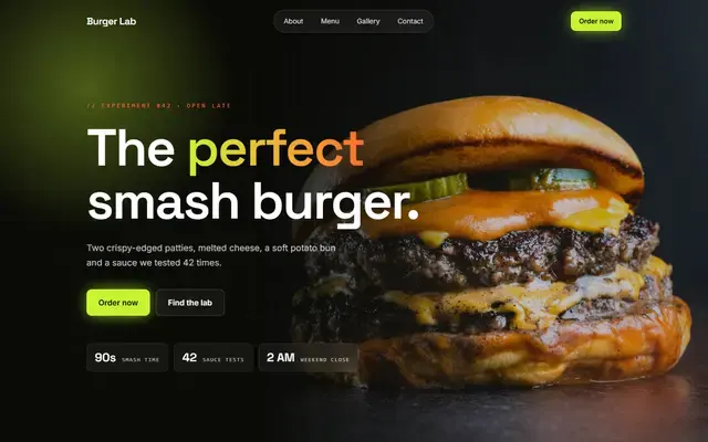 Example website for Restaurants & cafés